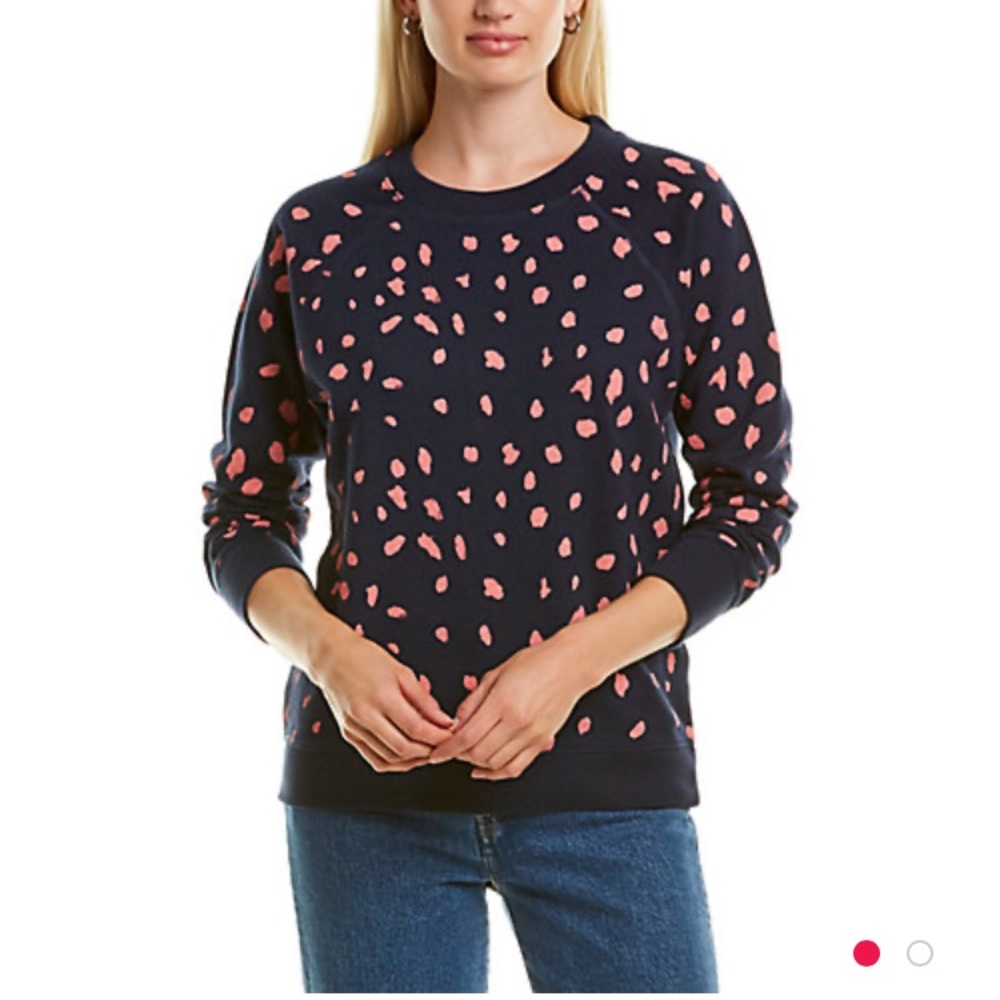 J Crew Navy Pink Leopard Print Crew Sweatshirt szM